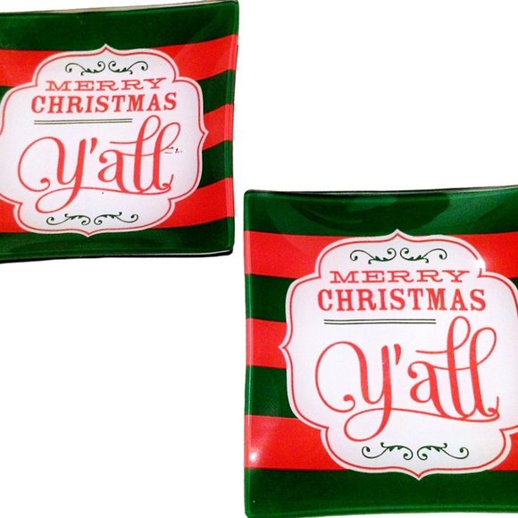 Christmas Glass Appetizer Tray,  Set of 4 Snack Plates, Glass Dessert Plates - Picture 5 of 10